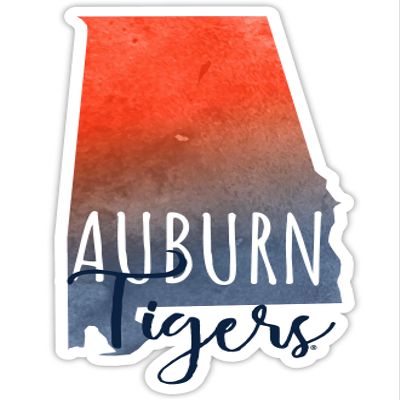 Auburn Tigers Watercolor State Decorative Decal 4-Inch Officially Licensed Collegiate Product