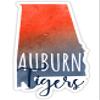 Auburn Tigers Watercolor State Decorative Decal 4-Inch Officially Licensed Collegiate Product