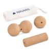 Navaris Cork Massage Roller Ball Set (3 Pieces) - Peanut Roller, Massage Ball, Mini Roller for Back and Muscles view 1