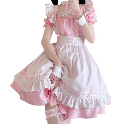 Ez-sofei Women's Maid Outfit Lolita Dress Cosplay Costume Plus Size (Pink, Medium)