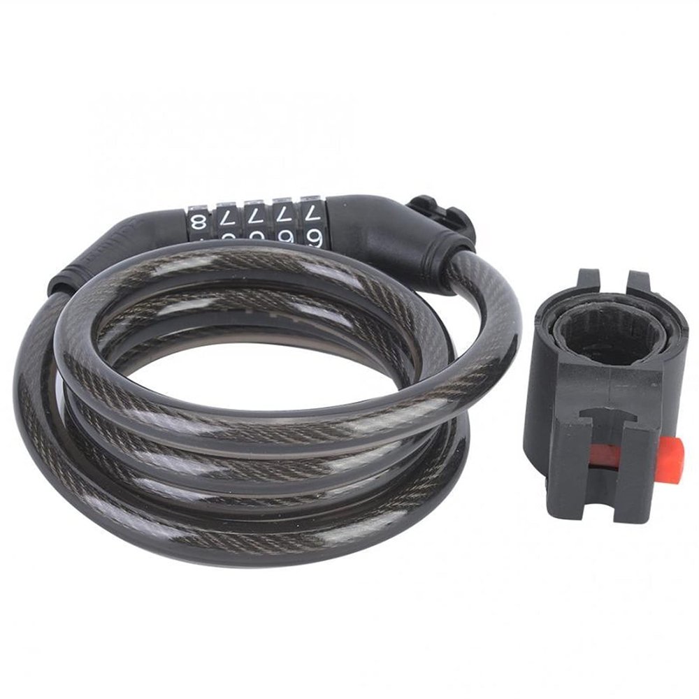 Bicycle Accessories 5 Digits Code Bicycle Bike Cable Lock Anti Theft Mountain Bike Chain Lock Safety Security Protection Bike Parts (Color : Black)