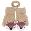 Baby Toddler Cute Fox Winter Warm Knitted Magic Mittens On String Kids Cold Weather Snow Insulated Gloves with Fleece Lining for Baby Girls Boys 0-3 Years Gift view 1