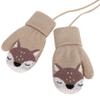 Baby Toddler Cute Fox Winter Warm Knitted Magic Mittens On String Kids Cold Weather Snow Insulated Gloves with Fleece Lining for Baby Girls Boys 0-3 Years Gift view 2