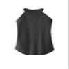 JustBlanks Halter Tank Tops for Women - Sleeveless High Neck Ribbed Knit Tank Top - Top for Women, Athletic Tank Top Black Frost view 4