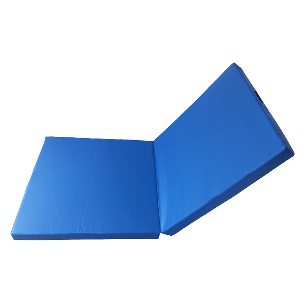 Exercise Mat Two-fold Folding PU Gymnastics Tumbling Mat, Used in Kindergarten Bounce Training, Yoga, Martial Arts 120x60x5cm (Color : Blue)