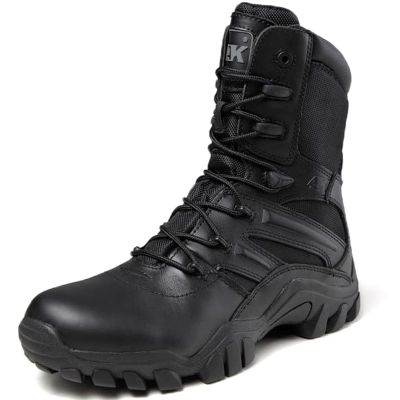 hongrenamz Mens Walking Boots High Top Waterproof Walking Outdoor Camping Shoes Travel Trekking Trails Black-EU43/US9