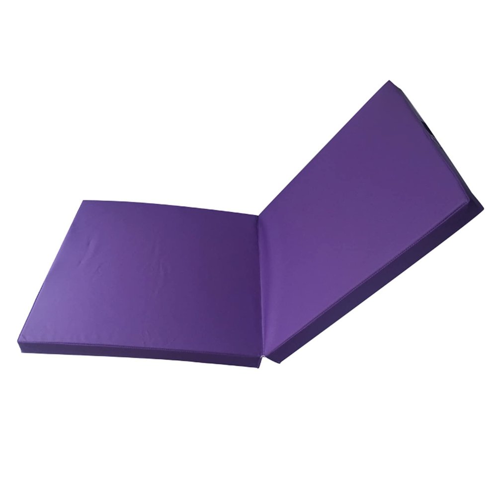 Exercise Mat Two-fold Folding PU Gymnastics Tumbling Mat, Used in Kindergarten Bounce Training, Yoga, Martial Arts 120x60x5cm (Color : Purple)