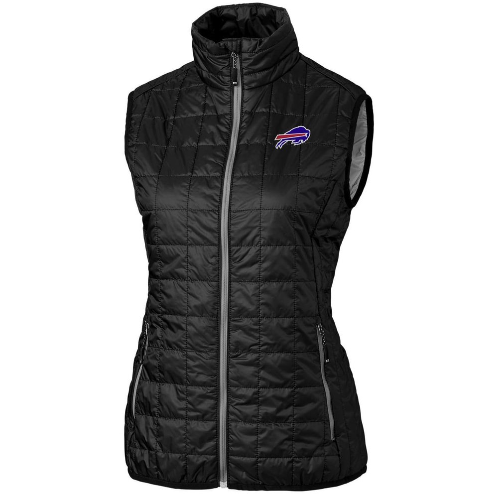 Cutter & Buck Women's Black Buffalo Bills Rainier PrimaLoft Eco Full-Zip Vest