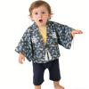 SZCQ Baby Boy Kimono Romper Suit Japanese Costumes Infant Cotton Samurai Outfits Navy M(12-18M) view 1