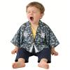 SZCQ Baby Boy Kimono Romper Suit Japanese Costumes Infant Cotton Samurai Outfits Navy M(12-18M) view 4
