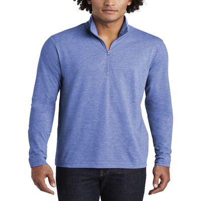 JustBlanks Mens Tri-Blend Quarter-Zip Cadet Collar Long-Sleeve Reverse Coil Zipper Casual Pullover Sweater for Men - True Royal Heather - X-Large