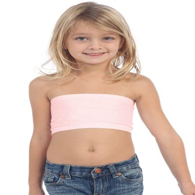 Kurve Girls Bandeau Tube Bra - Strapless Bandeau Bra,UV Protective Fabric UPF50+, Baby Pink, Age (14-18)