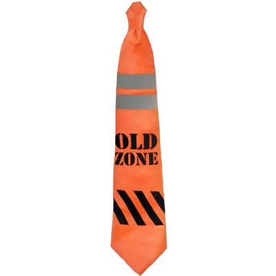 Orange Fabric with Black and Silver Accent Old Zone Neck Tie - 5'x4" (1 Pc.) - Perfect Outfit Add-Ons for Themed Celebrations