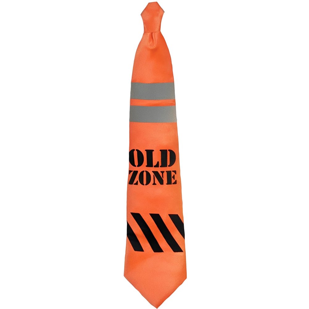 Orange Fabric with Black and Silver Accent Old Zone Neck Tie - 5'x4" (1 Pc.) - Perfect Outfit Add-Ons for Themed Celebrations