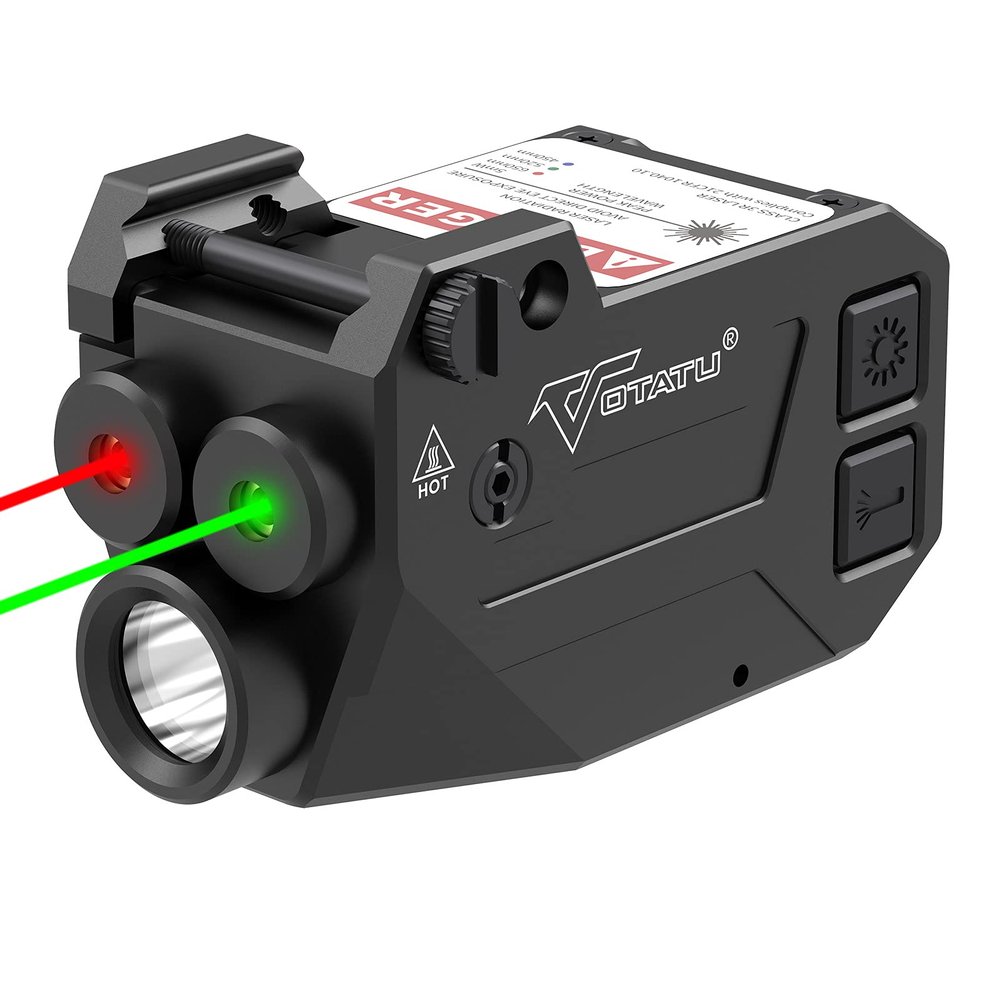 Votatu H1L-GR Shockproof Pistol Combo, 750 Lumen Green Laser Light for Pistol, Red Green for Handgun Picatinny Mount, Magnetic Rechargeable