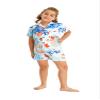 Hawaii Hangover Boy Aloha Luau Shirt in Flowering Koi Blue 4 Year Old view 1