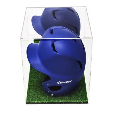 Better Display Cases Acrylic Baseball Batting Helmet Display Case with Mirror and Turf Base (V22/A012)