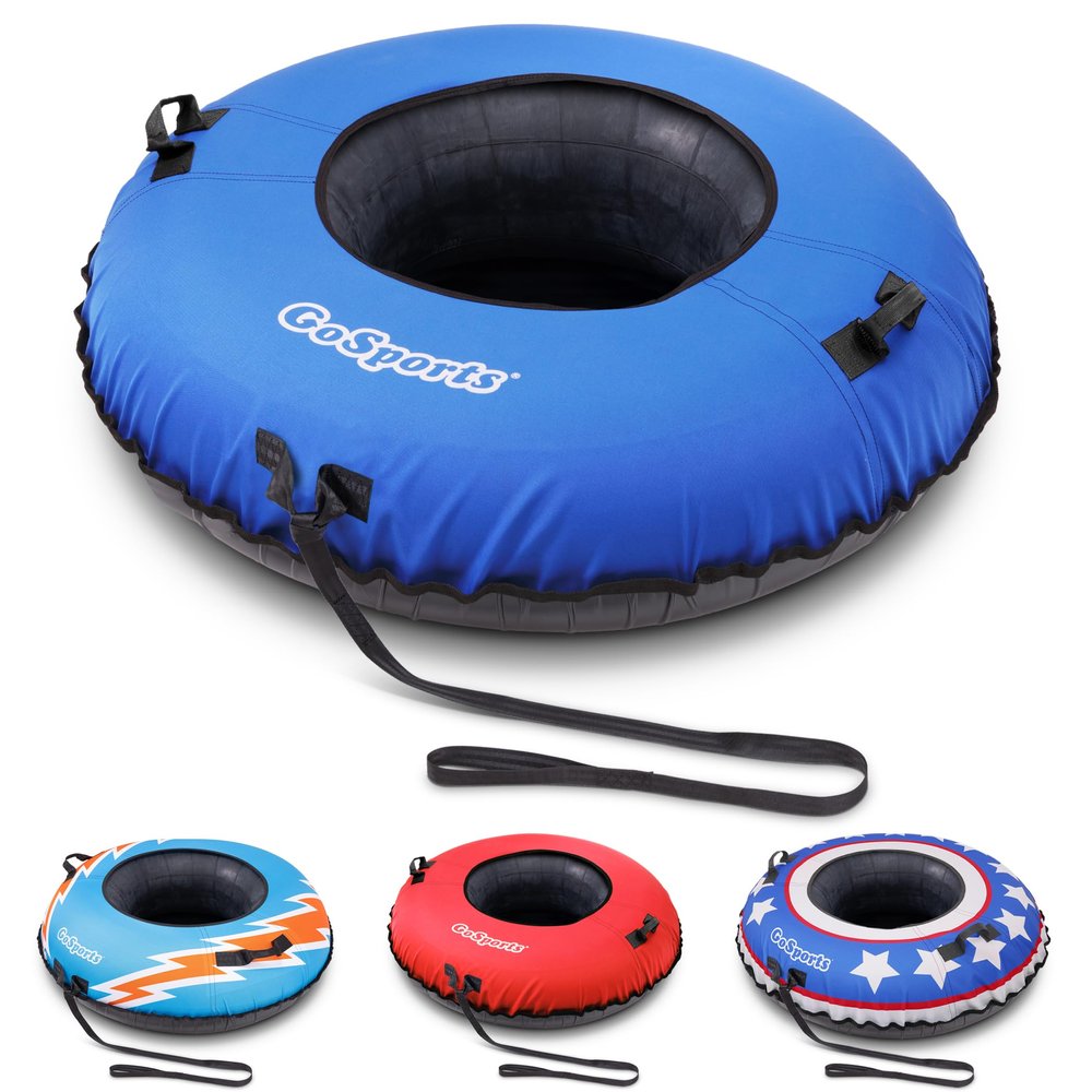 GoSports 44 Inch Heavy-Duty Winter Snow Tube with Premium Canvas Cover - Commercial Grade Sled - Blue