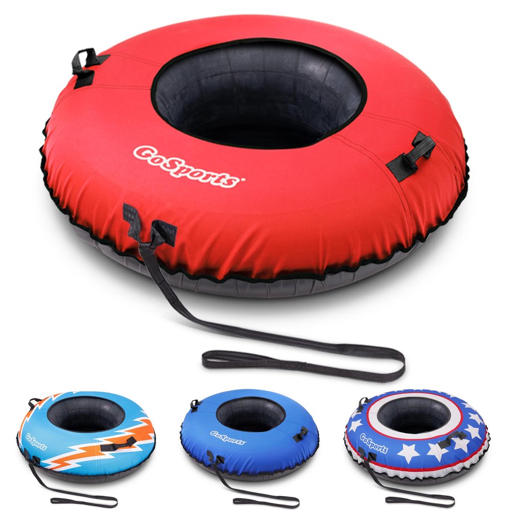 GoSports 44 Inch Heavy-Duty Winter Snow Tube with Premium Canvas Cover - Commercial Grade Sled - Red