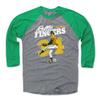 500 LEVEL Rollie Fingers 3/4 Sleeve T-Shirt (Baseball Tee, XXX-Large, Green/Heather Gray) - Rollie Fingers Retro WHT view 1