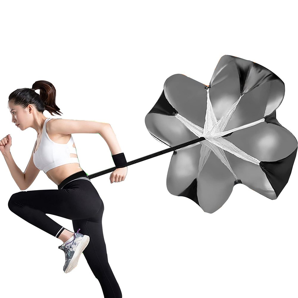 Resistance Parachute Speed Parachute, Running Parachute Resistance Trainer, Football/Track and Field Training Resistance Parachute, for Kids/Adult(Color:Black)