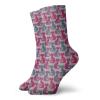 Purple Funny Compression Socks Women and Men,Swirls And Curls Background With Damask Inspired Paisleys On The Ethnic Colorful Cat,Best for Circulation,Running,Athletic,Nurse,Travel,Multicolor -12 inch view 1