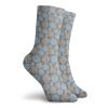 Abstract Fashion Compression Socks,Bicolor Circles Background With Ornamental Swirled Striped,Performance Polyester Cushioned Athletic Crew Socks for Running,Athletic,Pale Blue Beige White -12 inch view 2