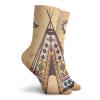 GULTMEE Tribal Fashion Compression Socks,Ethnic Tent With Ancient Symbols Cultural,Performance Polyester Cushioned Athletic Crew Socks for Running,Athletic,Pale Coffee Brown -12 inch view 2