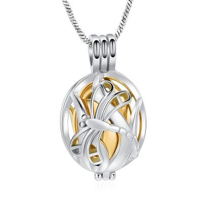 Yinplsmemory Cremation Jewelry Dragonfly Urn Ashes Necklace for Women Men with Small Keepsake Jar Urn Locket Pendant Ashes Keepsake Memorial Jewelry