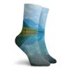 GULTMEE Wyoming Funky Colorful Cushion Sport Socks,Leigh Lake Landscape With Amazing Sky,Athletic Cushioned Running Performance Crew Socks For Men/Women,Olive Green Sea Blue -12 inch view 2