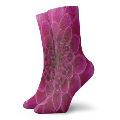 GULTMEE Floral Fashion Compression Socks,Close-Up Flower Petals Florets Nature Beauty,Performance Polyester Cushioned Athletic Crew Socks for Running,Athletic,Magenta -12 inch