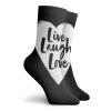 GULTMEE Live Laugh Love Fashion Compression Socks,Illustration Of A Grunge Inspired Heart,Performance Polyester Cushioned Athletic Crew Socks for Running,Athletic,Black White -12 inch view 2