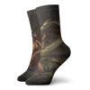 Western Funky Colorful Cushion Sport Socks,Mystery Dark Skin Girl With Headdress Eye To Eye With Huge Snake,Athletic Cushioned Running Performance Crew Socks For Men/Women,Cream Brown -12 inch view 1