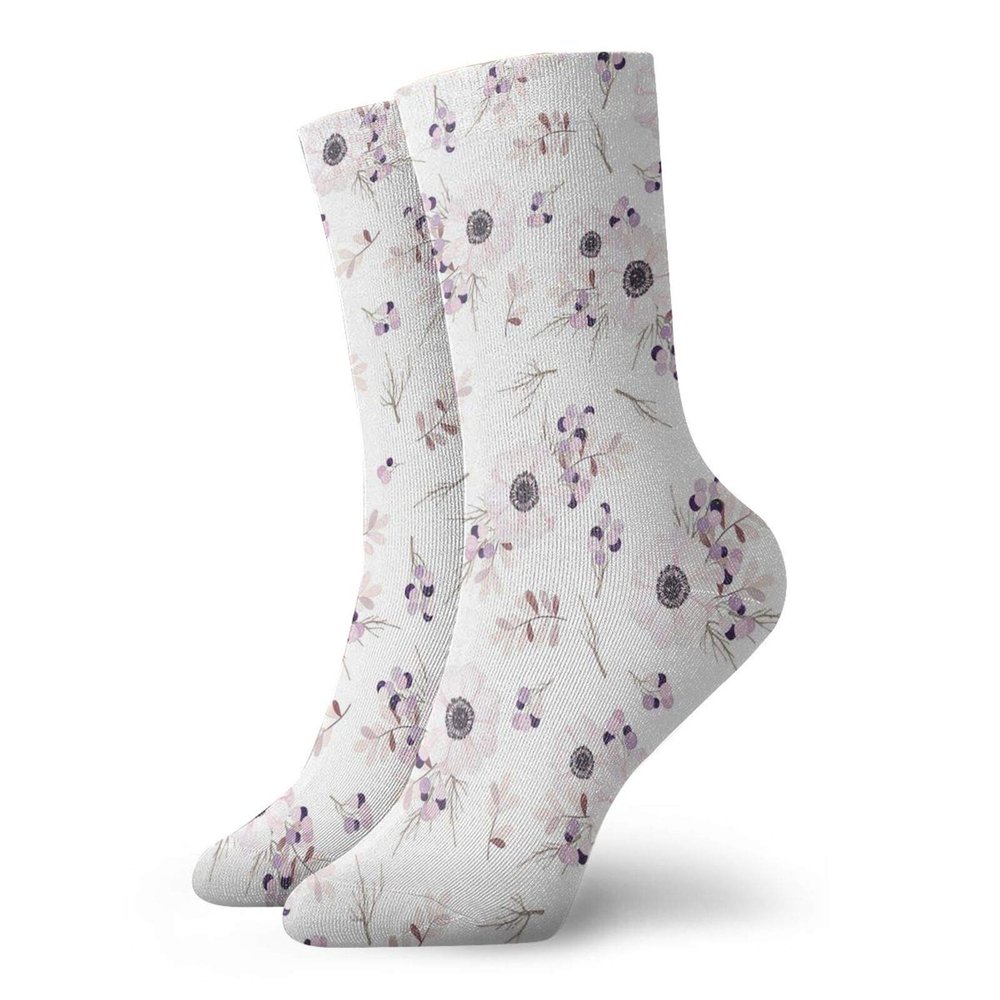 Anemone Flower Funny Compression Socks Women and Men,Shabby Chic Spring Pattern Blossoming Bridal Bouquets Romantic,Best for Circulation,Running,Athletic,Nurse,Travel,Baby Pink Lilac Purple -12 inch