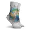 GULTMEE Earth Fashion Compression Socks,Globe of Planet Earth Realistic Continents,Performance Polyester Cushioned Athletic Crew Socks for Running,Athletic,Blue Green Pale Brown -12 inch view 2