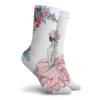 GULTMEE Ballerina Fashion Compression Socks,Painting Illustration Of Girl With Floral,Performance Polyester Cushioned Athletic Crew Socks for Running,Athletic,Multicolor -12 inch view 2