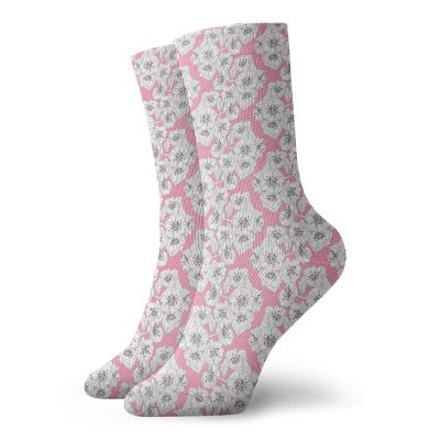 Cherry Blossom Funny Compression Socks Women and Men,Hand Drawn Flourish Cherry Flowers With Distinctive Anthers,Best for Circulation,Running,Athletic,Nurse,Travel,Pale Pink White Dark Taupe -12 inch