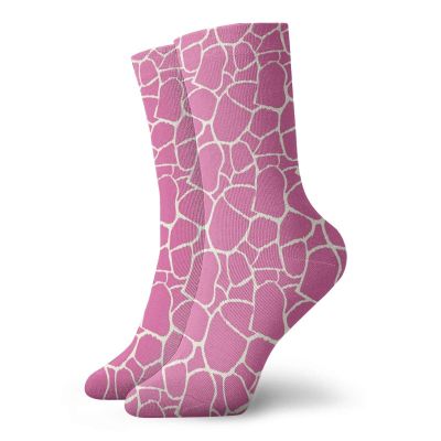 Hot Pink Funny Compression Socks Women and Men,Abstract Giraffe Skin Pattern Vivid Color Exotic Animal Camouflage Safari Jungle,Best for Circulation,Running,Athletic,Nurse,Travel,Pink White -12 inch