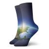 Earth Funny Compression Socks Women and Men,Earth Sunrise Over Cloudless North America Atmosphere Space Solar System,Best for Circulation,Running,Athletic,Nurse,Travel,Blue Dark Blue Green -12 inch view 1