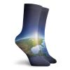 Earth Funny Compression Socks Women and Men,Earth Sunrise Over Cloudless North America Atmosphere Space Solar System,Best for Circulation,Running,Athletic,Nurse,Travel,Blue Dark Blue Green -12 inch view 2