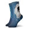 Soccer Funny Compression Socks Women and Men,Goal Football Flying Into Net Abstract Dots Pattern Background European Sport,Best for Circulation,Running,Athletic,Nurse,Travel,Blue Black White -12 inch view 1