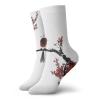GULTMEE Nature Fashion Compression Socks,Cute Bird On Cherry Tree Summertime,Performance Polyester Cushioned Athletic Crew Socks for Running,Athletic,Black Red -12 inch view 1