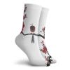 GULTMEE Nature Fashion Compression Socks,Cute Bird On Cherry Tree Summertime,Performance Polyester Cushioned Athletic Crew Socks for Running,Athletic,Black Red -12 inch view 2
