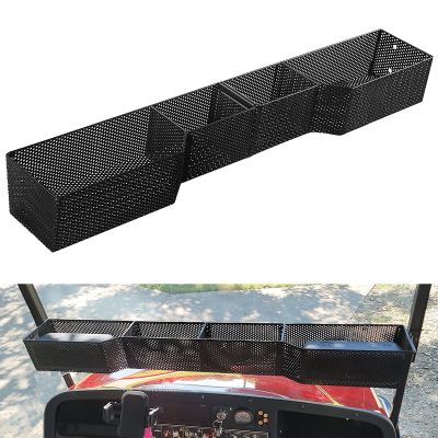 iLSKW Golf Cart Front Inner Basket Mesh Storage Tray Organizer for EZGO TXT & RXV, Clubcar DS & Precedent | Heavy Steel | Extended Additional Storage for Golf Carts