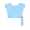 Mufeng Kids Big Girls Dance Crop Top V Neck Ruffle Sleeveless Sport Bra Tops Gymnastics Ballet Yoga Activewear Dancewear See-Through Sky Blue 3-4 Years view 3