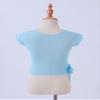 Mufeng Kids Big Girls Dance Crop Top V Neck Ruffle Sleeveless Sport Bra Tops Gymnastics Ballet Yoga Activewear Dancewear See-Through Sky Blue 3-4 Years view 4