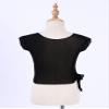 Mufeng Kids Big Girls Dance Crop Top V Neck Ruffle Sleeveless Sport Bra Tops Gymnastics Ballet Yoga Activewear Dancewear See-Through Black 3-4 Years view 4
