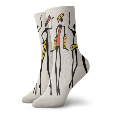 Afro Decor Funny Compression Socks Women and Men,African Group Clan Dancers Ethnic Characters In Sketchy Festival Hand Drawn Artwork,Best for Circulation,Running,Athletic,Nurse,Travel,Multi -12 inch