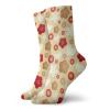 GULTMEE Beige Fashion Compression Socks,Cute Illustration Of Hearts Buttons And,Performance Polyester Cushioned Athletic Crew Socks for Running,Athletic,Brown Beige Red -12 inch view 1
