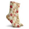 GULTMEE Beige Fashion Compression Socks,Cute Illustration Of Hearts Buttons And,Performance Polyester Cushioned Athletic Crew Socks for Running,Athletic,Brown Beige Red -12 inch view 2